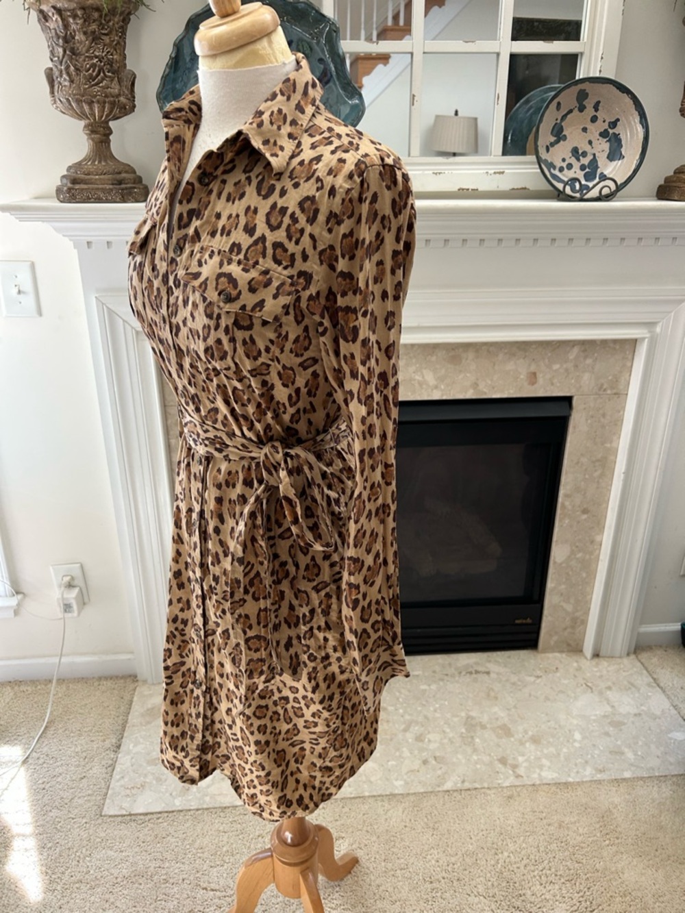 Ralph Lauren Leopard-Print Midi Shirt Dress - Brown/Tan - Picture 8 of 13